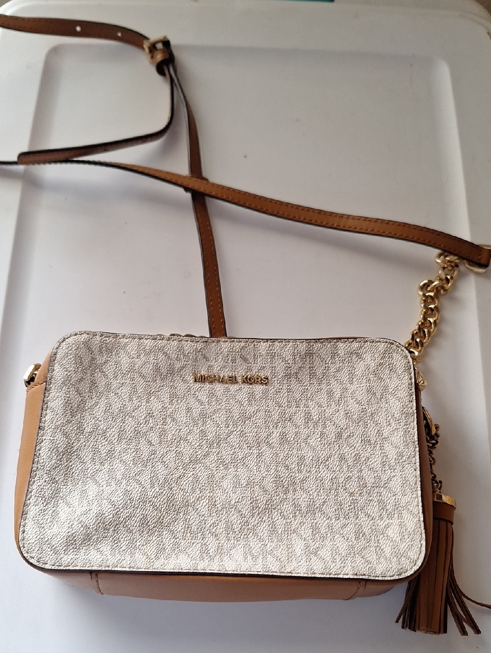 Michael Kors Jet Set Printed Logo Crossbody Bag Like New